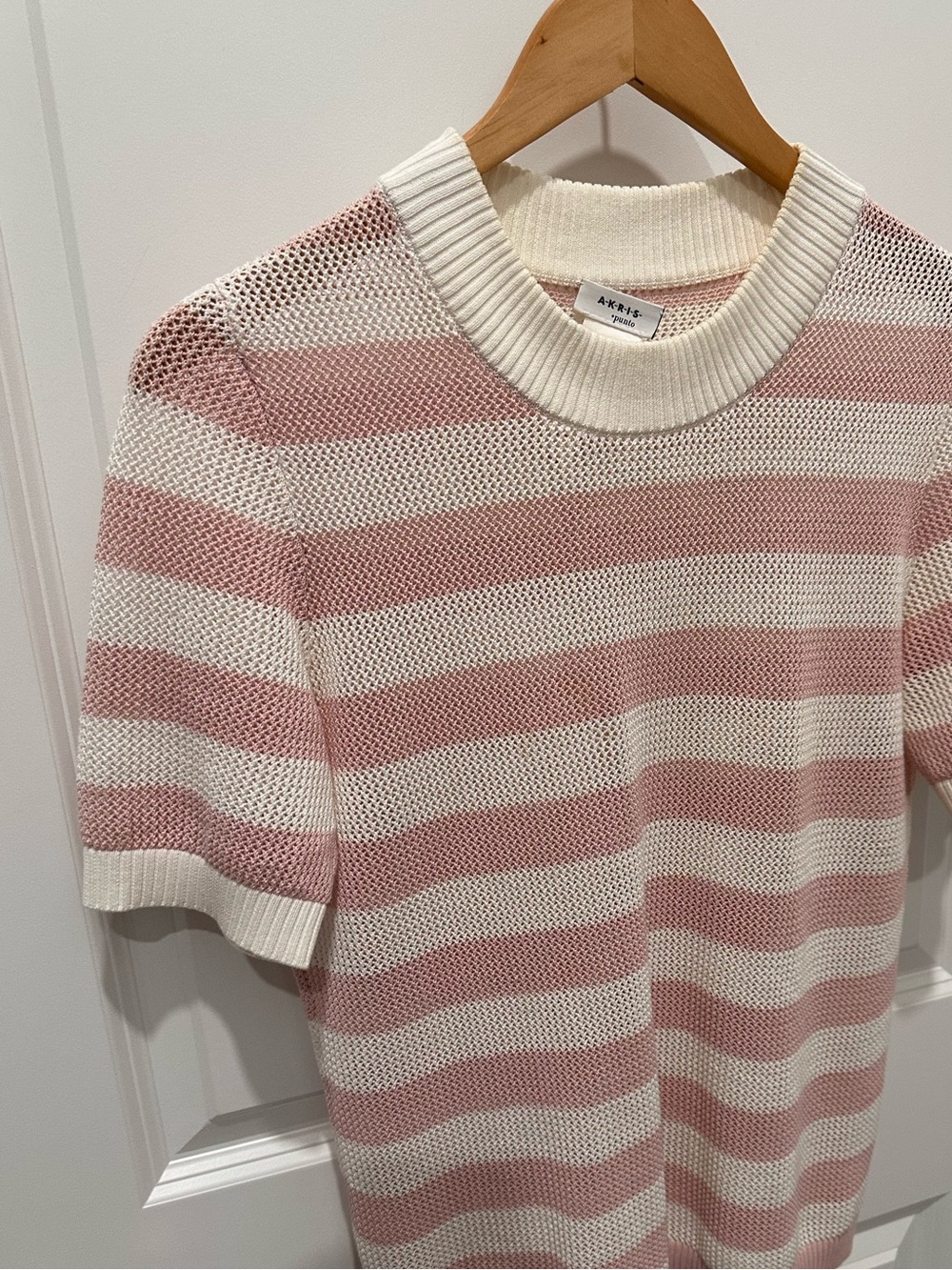 Akris Punto Striped Pink & White Knit Top